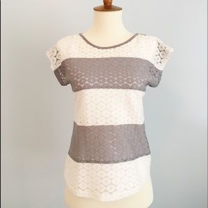 Grey and White Top
